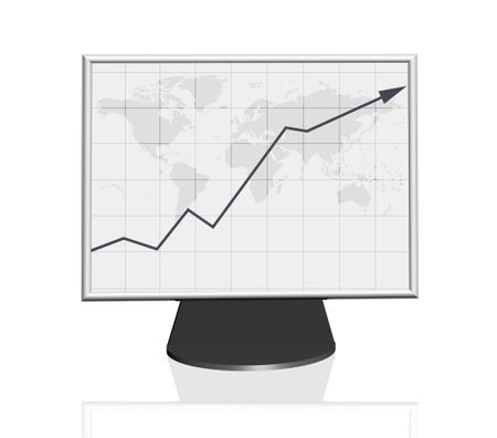 Growth business graph on computer monitor