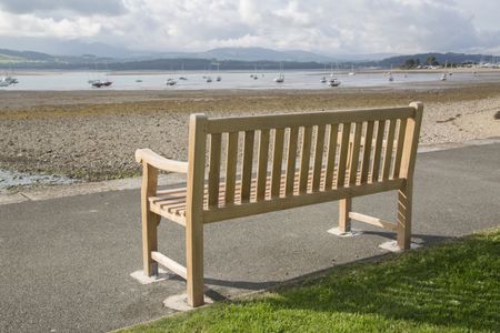 Bench on Seafront, Beaumaris, Anglesey, Wales, UK