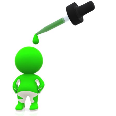 3D man turned into green - isolated over a white background