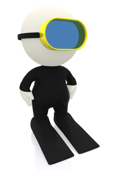 3D scuba diver - islated over a white background