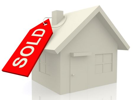 3D Sold house - isolated over a white background