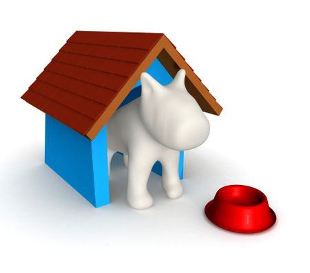 3D Dog's house - isolated over a white background