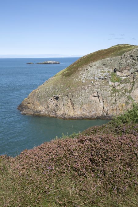 Cliffs and Island at Llanbadrig; Cemaes; Anglesey; Wales; UK