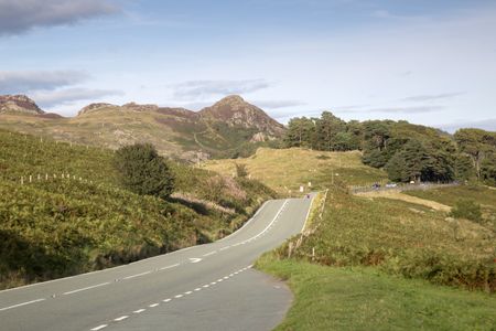 Leandscape and Road outside Capel Curig, Snowdonia, Wales, UK