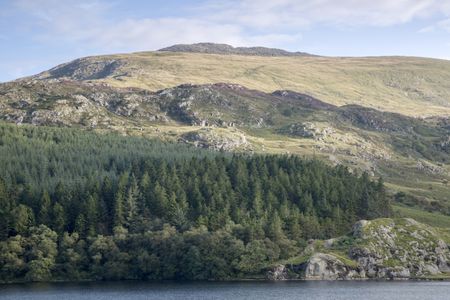 Mountain Peak and Llynnau Mymbyr Lake, Capel Curig, Snowdonia, Wales, UK