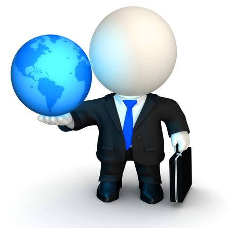 3D global business - isolated over a white background