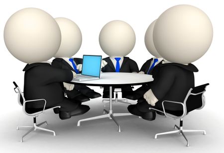 3D Business people at a corporate meeting - isolated over a white background