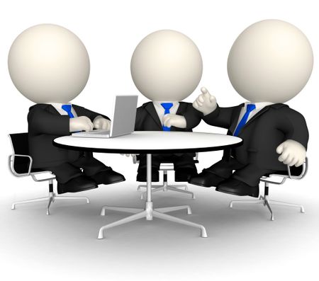 3D Business people at a corporate meeting - isolated over a white background