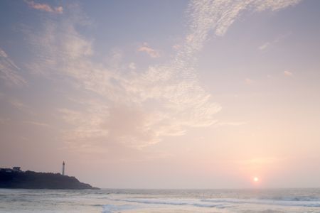 Lighthouse and Beach; Biarritz; Basque Country; France