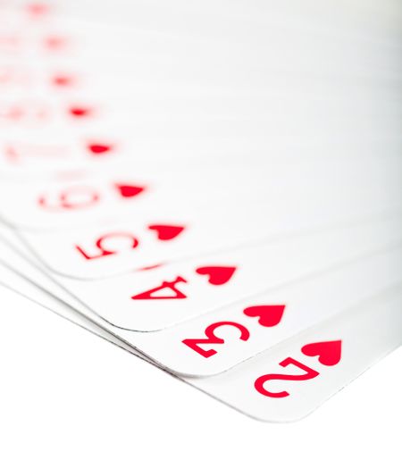 Run of hearts in poker cards ? isolated over white