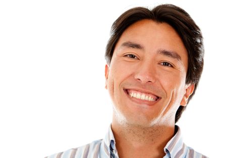 Handsome man portrait smiling ? isolated over a white background