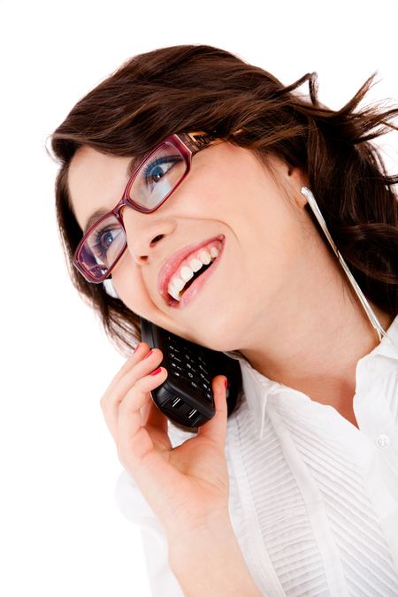 Business woman on the phone ? isolated over a white background
