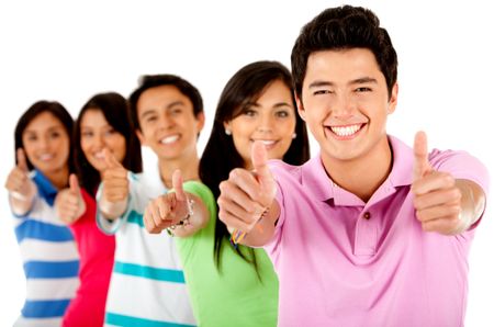 Group of people with thumbs up ? isolated over a white background