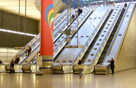 Escalators at Canary Wharf, London