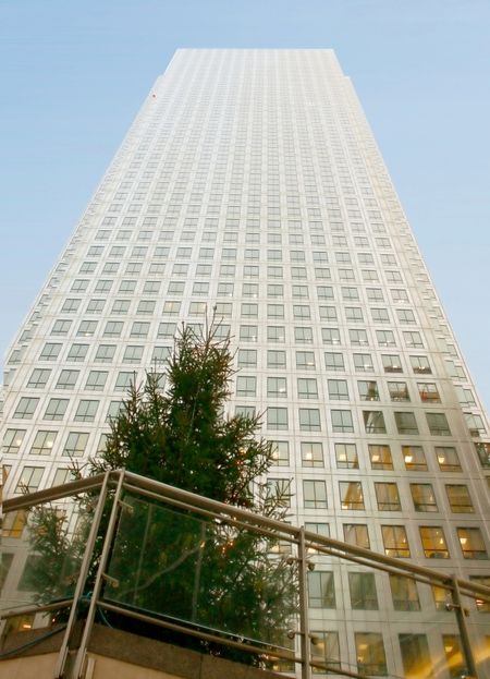 Christmas Tree in Front of a Corporate Building
