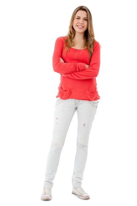 Fullbody woman looking beautiful and smiling - isolated