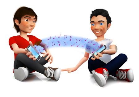 3D friends sharing music through their mobile phones ? isolated
