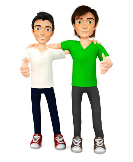 3D guys with thumbs up ? isolated over a white background