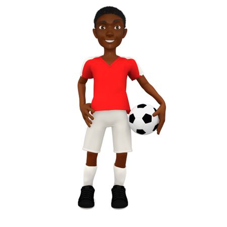 3D Male football player with a ball - isolated over white