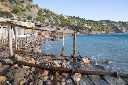 Fishing Hut at Es Cubells Cove, Ibiza, Spain, 