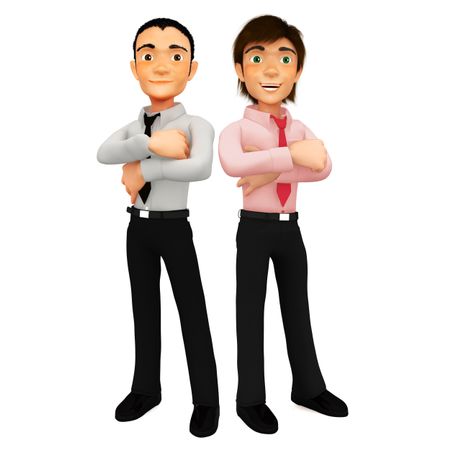 3D successful business men - isolated over a white background