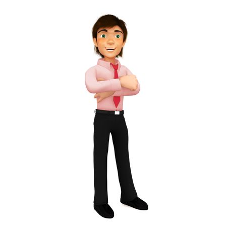 3D successful business man - isolated over a white background