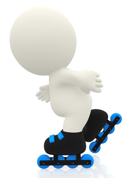 3D roller skater - isolated over a white background