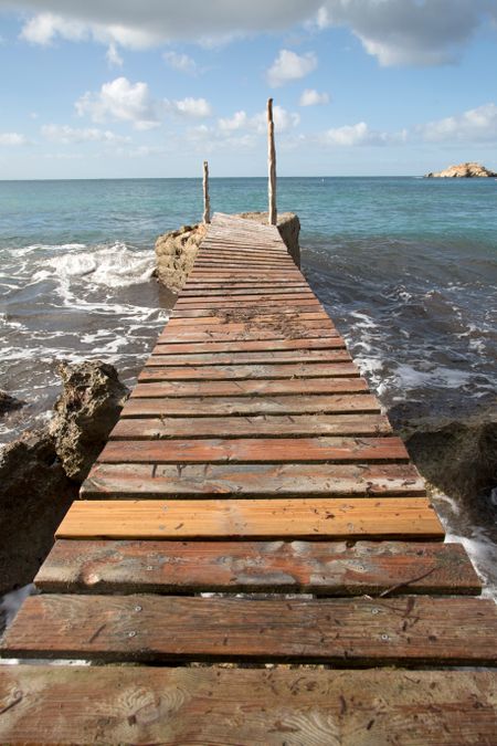 Pier at Cala Hort Cove, Ibiza; Spain