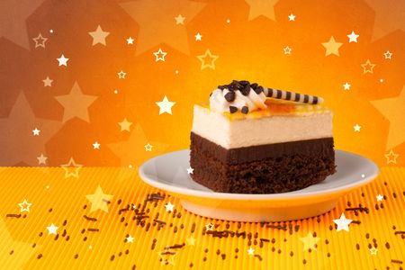 Close up of a delicious colorful cake with star shapes on background 