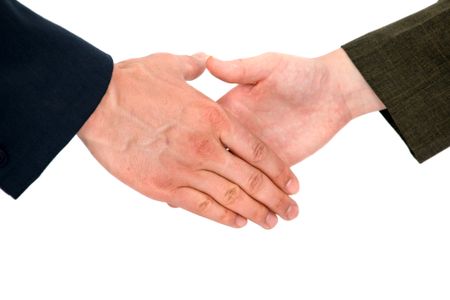business handshake - making a deal over a white background
