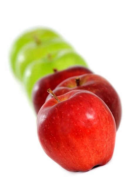 red and green apples isolated over a white background