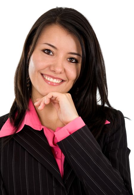 business woman portrait - isolated over a white background