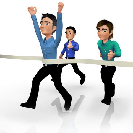 3D business men racing - isolated over a white background