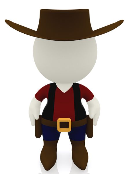 3D cowboy - isolated over a white background