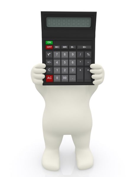 3D man with a calculator ? isolated over a white background