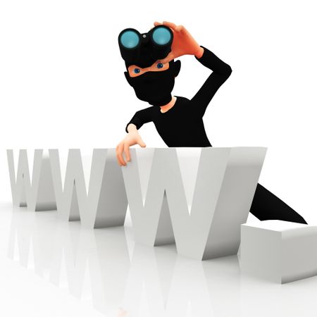3D online thief with the letters www ? isolated