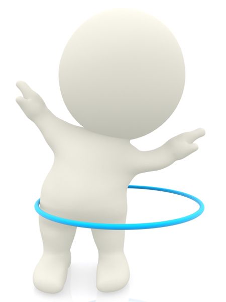 3D woman with a hula-hoop - isolated over a white background