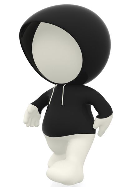 3D man with a black hoodie - isolated over white