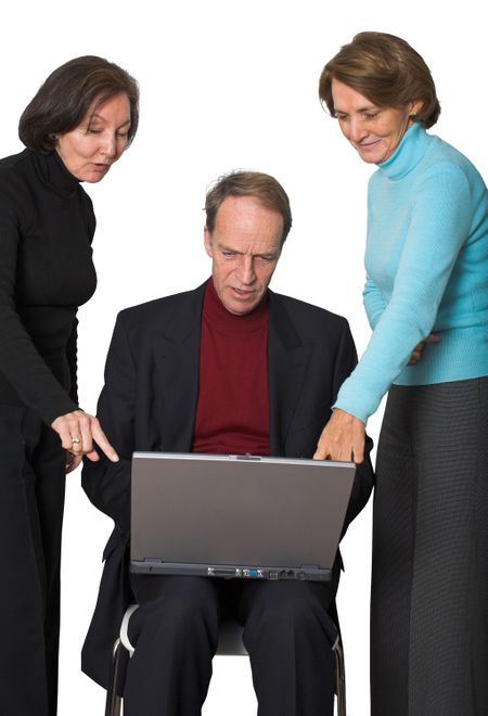 business people looking at laptop