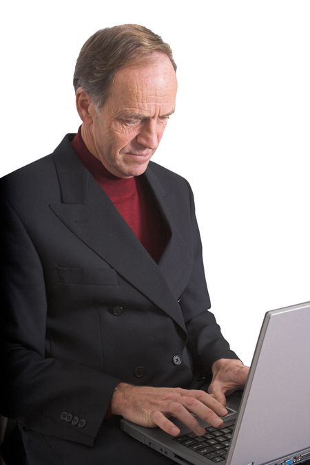 Business man on a laptop - closeup