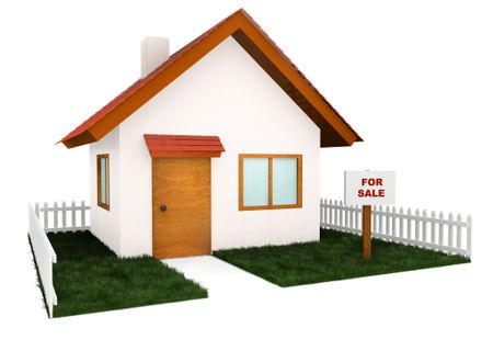 3D house for sale - isolated over a white background