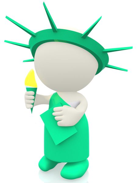 3D statue of liberty - isolated over a white background