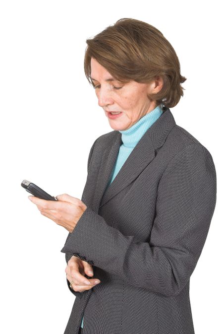 business woman sending a text message over the phone