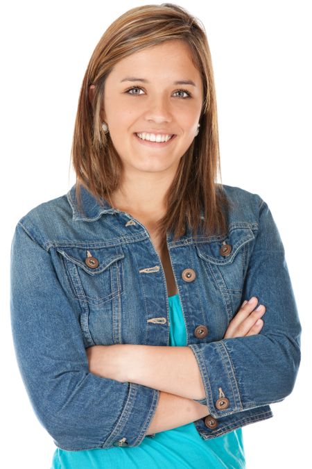 Beautiful teenage girl smiling ? isolated over white
