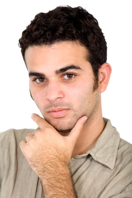 casual man portrait smiling - isolated over a white background