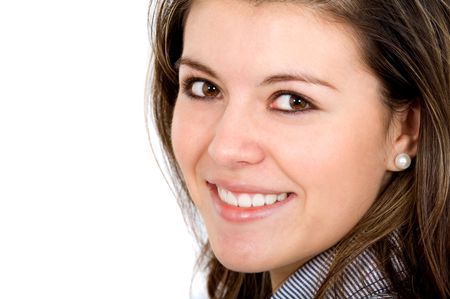 Casual woman portrait over a white background