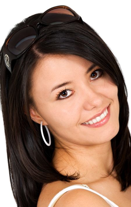 fashion-casual-woman-portrait-wearing-sunglasses-8512696 fashion or casual woman portrait wearing sunglasses giving a big smile - isolated over a white background