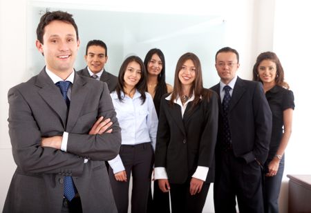 group of business people lead by a businessman
