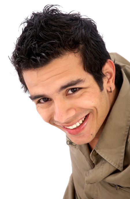 caucasian casual man portrait smiling - isolated over a white background