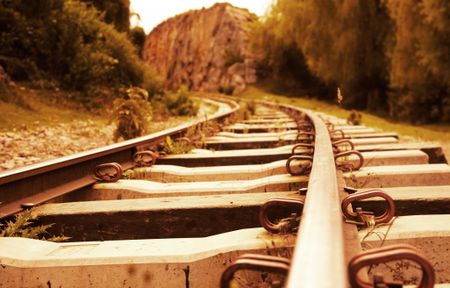 iron old railtrack in a rural area